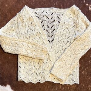 Hand knitted wool Cardigan - Ivory, newborn 0-3 month